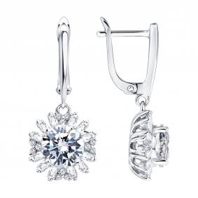 Серебряные серьги SOKOLOV 94027605-91 с фианитом 94027605-91 фото