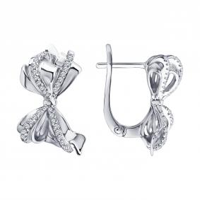 Серебряные серьги SOKOLOV 94027606-91 с фианитом 94027606-91 фото