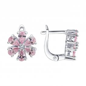 Серебряные серьги SOKOLOV 94027610-91 с фианитом 94027610-91 фото