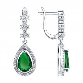 Серебряные серьги SOKOLOV 94027613-91 с фианитом 94027613-91 фото