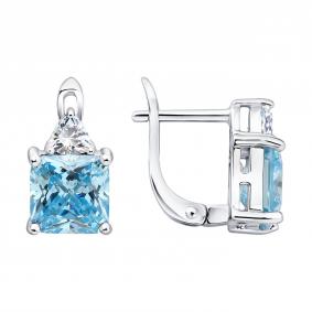 Серебряные серьги SOKOLOV 94027614-91 с фианитом 94027614-91 фото