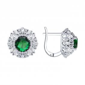 Серебряные серьги SOKOLOV 94027617-91 с фианитом 94027617-91 фото