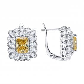 Серебряные серьги SOKOLOV 94027619-91 с фианитом 94027619-91 фото