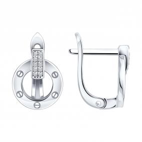 Серебряные серьги SOKOLOV 94027622-91 с фианитом 94027622-91 фото