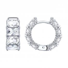 Серебряные серьги SOKOLOV 94027623-91 с фианитом 94027623-91 фото
