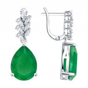 Серебряные серьги SOKOLOV 94027624-91 с фианитом 94027624-91 фото