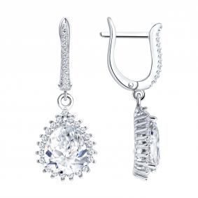 Серебряные серьги SOKOLOV 94027626-91 с фианитом 94027626-91 фото