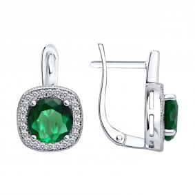 Серебряные серьги SOKOLOV 94027629-91 с фианитом 94027629-91 фото