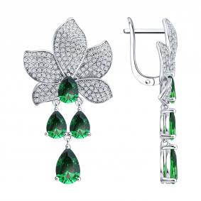 Серебряные серьги SOKOLOV 94027631-91 с фианитом 94027631-91 фото