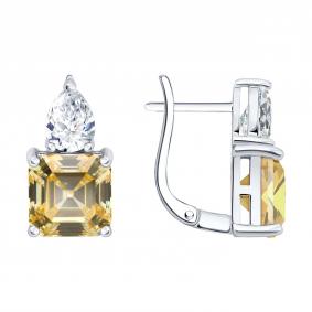 Серебряные серьги SOKOLOV 94027633-91 с фианитом 94027633-91 фото