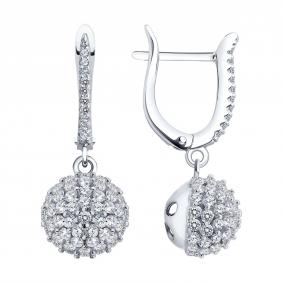 Серебряные серьги SOKOLOV 94027634-91 с фианитом 94027634-91 фото