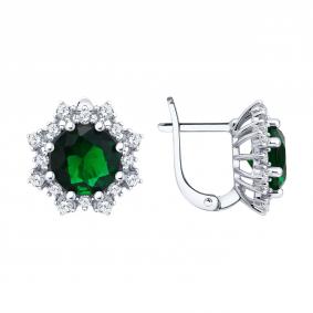 Серебряные серьги SOKOLOV 94027635-91 с фианитом 94027635-91 фото