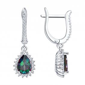 Серебряные серьги SOKOLOV 94027636-91 с фианитом 94027636-91 фото