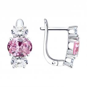 Серебряные серьги SOKOLOV 94027643-91 с фианитом 94027643-91 фото