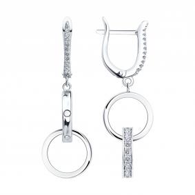 Серебряные серьги SOKOLOV 94027644-91 с фианитом 94027644-91 фото