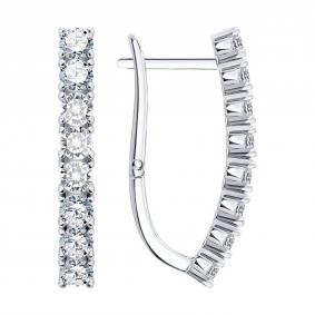 Серебряные серьги SOKOLOV 94027645-91 с фианитом 94027645-91 фото