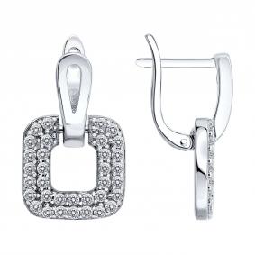 Серебряные серьги SOKOLOV 94027647-91 с фианитом 94027647-91 фото