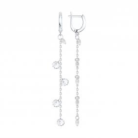 Серебряные серьги SOKOLOV 94027653-91 с фианитом 94027653-91 фото