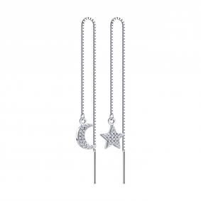 Серебряные серьги SOKOLOV 94027654-91 с фианитом 94027654-91 фото