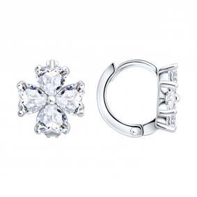 Серебряные серьги SOKOLOV 94027659-91 с фианитом 94027659-91 фото