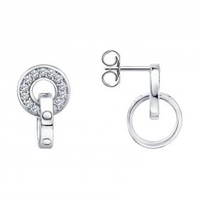 Серебряные серьги SOKOLOV 94027662-91 с фианитом 94027662-91 фото