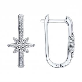 Серебряные серьги SOKOLOV 94027664-91 с фианитом 94027664-91 фото