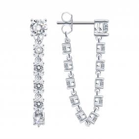 Серебряные серьги SOKOLOV 94027665-91 с фианитом 94027665-91 фото