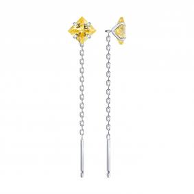 Серебряные серьги SOKOLOV 94027671-91 с фианитом 94027671-91 фото