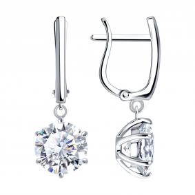 Серебряные серьги SOKOLOV 94027679 с фианитом 94027679 фото