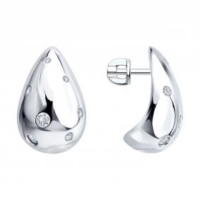 Серебряные серьги SOKOLOV 94027686 с фианитом 94027686 фото