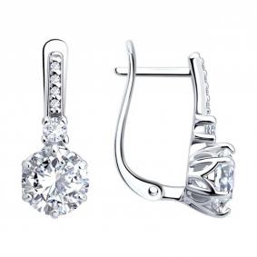 Серебряные серьги SOKOLOV 94027688 с фианитом 94027688 фото