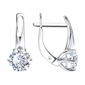 Серебряные серьги SOKOLOV с бриллианитом 94027689 94027689 фото