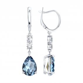 Серебряные серьги SOKOLOV 94027690 с фианитом и ювелирным кристаллом 94027690 фото