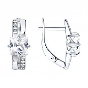 Серебряные серьги SOKOLOV 94027695 с фианитом 94027695 фото