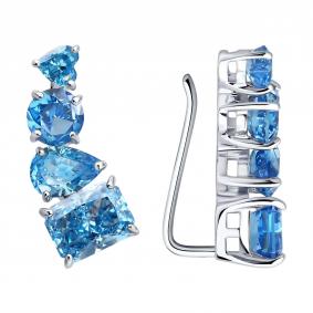 Серебряные серьги SOKOLOV 94027701 с фианитом 94027701 фото