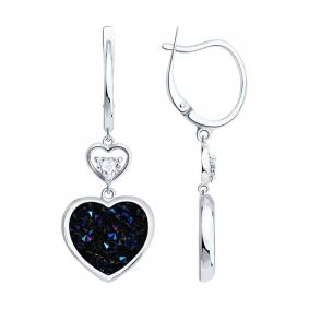 Серебряные серьги SOKOLOV с кристальной тканью и фианитом 94027707 94027707 фото