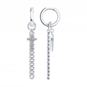 Серебряные серьги-трансформеры кресты с фианитом 94027713 94027713 фото