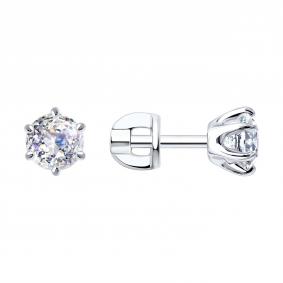 Серебряные серьги SOKOLOV с бриллианитом 94027714 94027714 фото