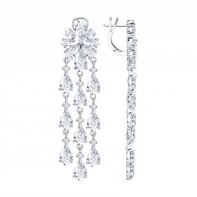 Серебряные серьги SOKOLOV 94027715 с фианитом 94027715 фото