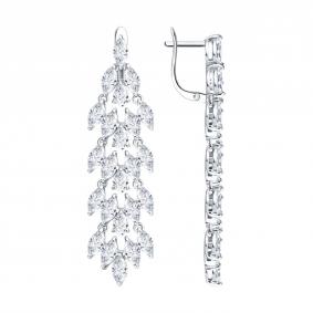 Серебряные серьги SOKOLOV 94027716 с фианитом 94027716 фото