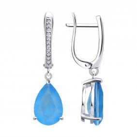 Серебряные серьги SOKOLOV с дуплетом из кварца и стекла и фианитом 94027717 94027717 фото