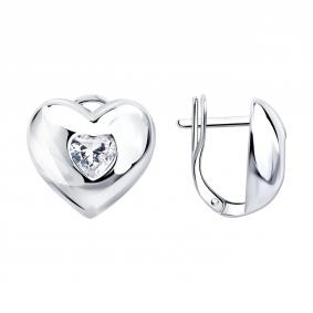 Серебряные серьги SOKOLOV 94027718 с фианитом 94027718 фото