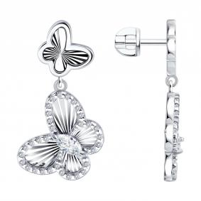 Серебряные серьги SOKOLOV 94027724 с фианитом 94027724 фото