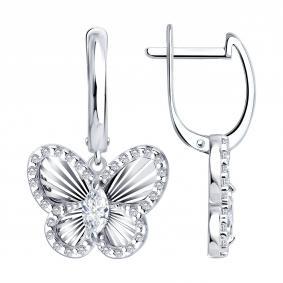 Серебряные серьги SOKOLOV 94027725 с фианитом 94027725 фото