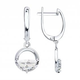 Серебряные серьги SOKOLOV 94027732 с фианитом 94027732 фото