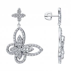 Серебряные серьги SOKOLOV 94027738 с фианитом 94027738 фото