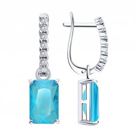 Серебряные серьги SOKOLOV с дуплетом из кварца и стекла и фианитом 94027742 94027742 фото