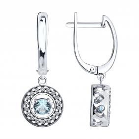 Серебряные серьги SOKOLOV с танцующим бриллианитом и фианитом 94027758 94027758 фото