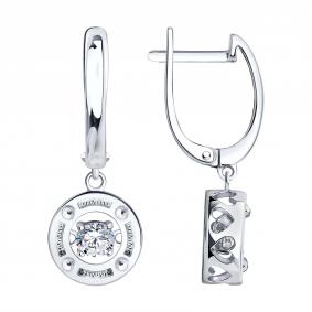 Серебряные серьги SOKOLOV с танцующим бриллианитом 94027760 94027760 фото