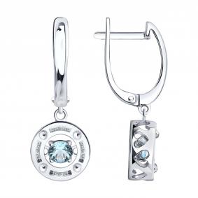 Серебряные серьги SOKOLOV с танцующим бриллианитом 94027761 94027761 фото